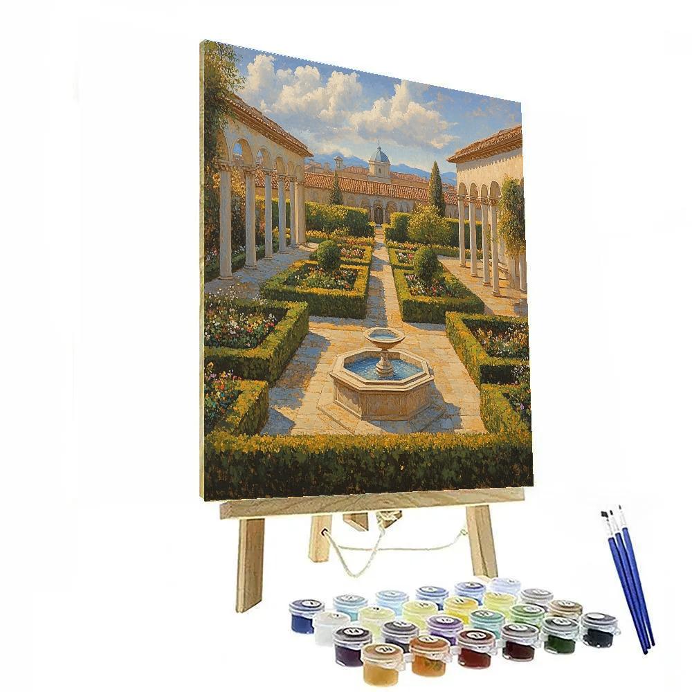 Raphael Inspired Tranquil Cloister Garden With Central Fountain Paint by numbers kits