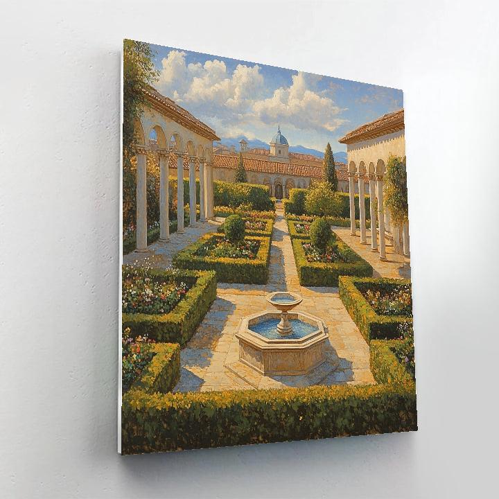 Raphael Inspired Tranquil Cloister Garden With Central Fountain Paint by numbers kits