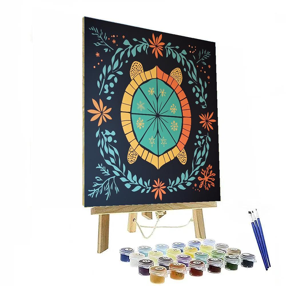 Norval Morrisseau Inspired Turtle Of The Four Seasons Waters paint by color