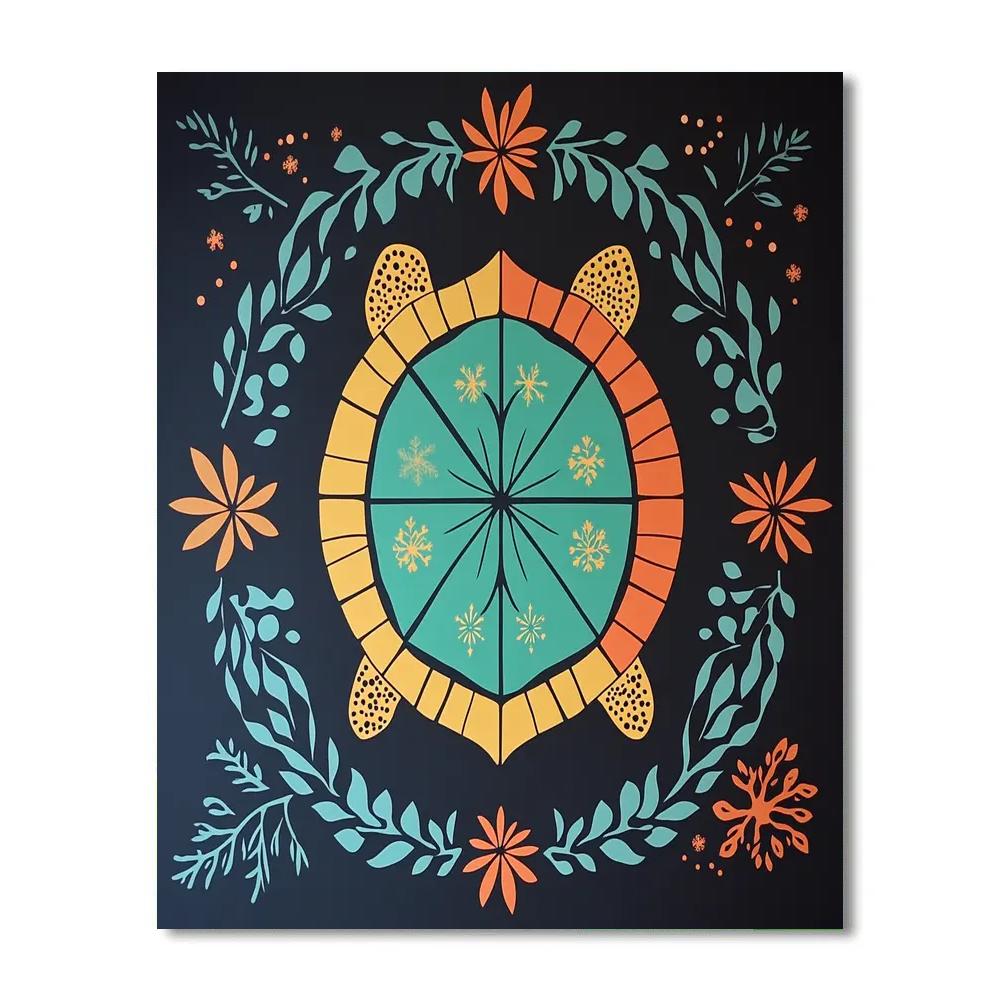 Norval Morrisseau Inspired Turtle Of The Four Seasons Waters paint by color