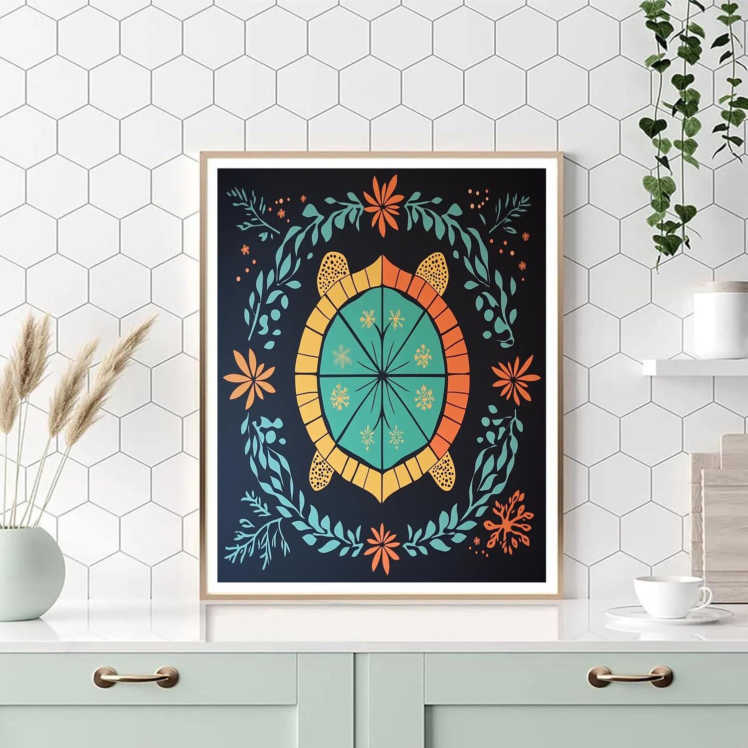 Norval Morrisseau Inspired Turtle Of The Four Seasons Waters paint by color