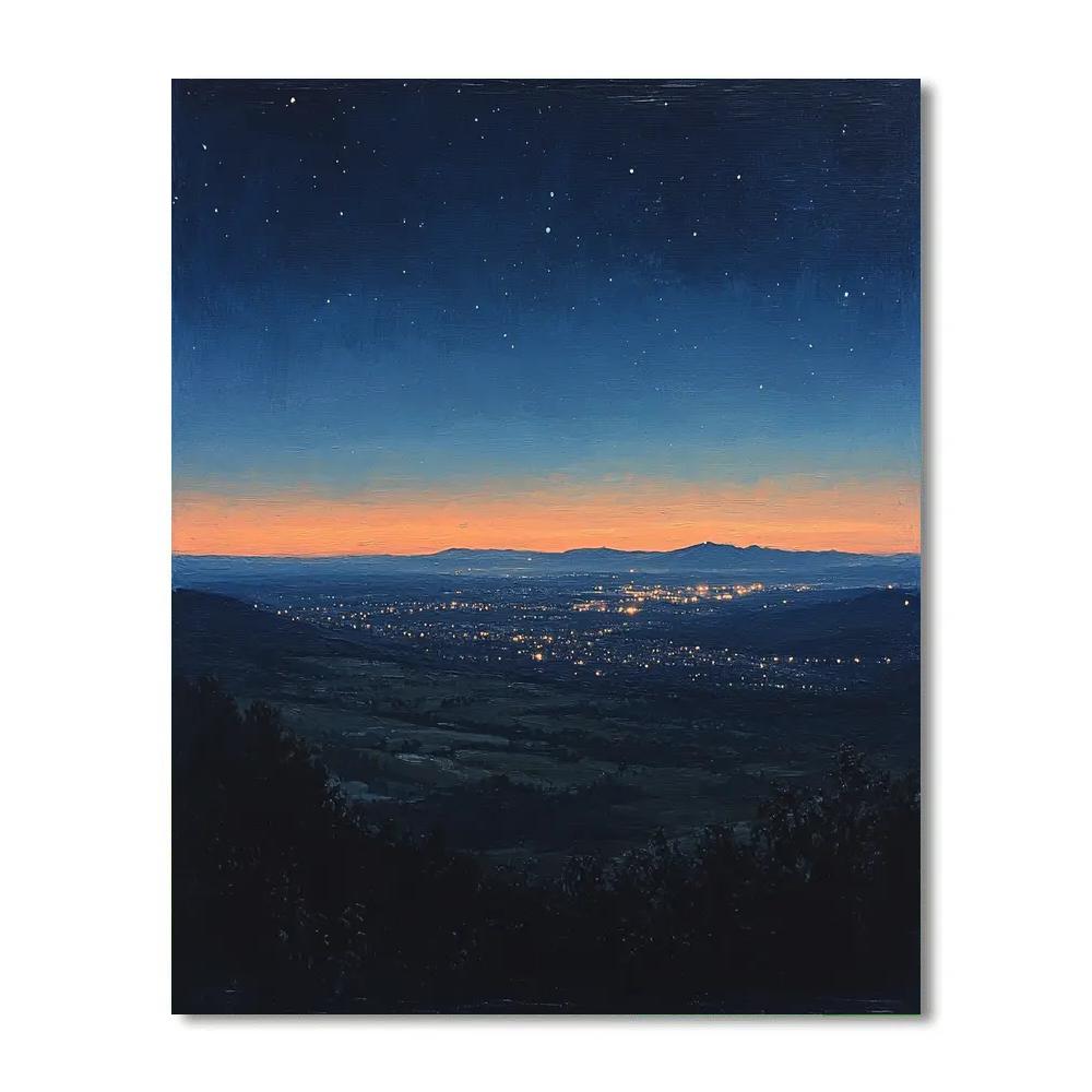 Leonardo Da Vinci Inspired Citylights As Celestial Glow Paint by numbers kits