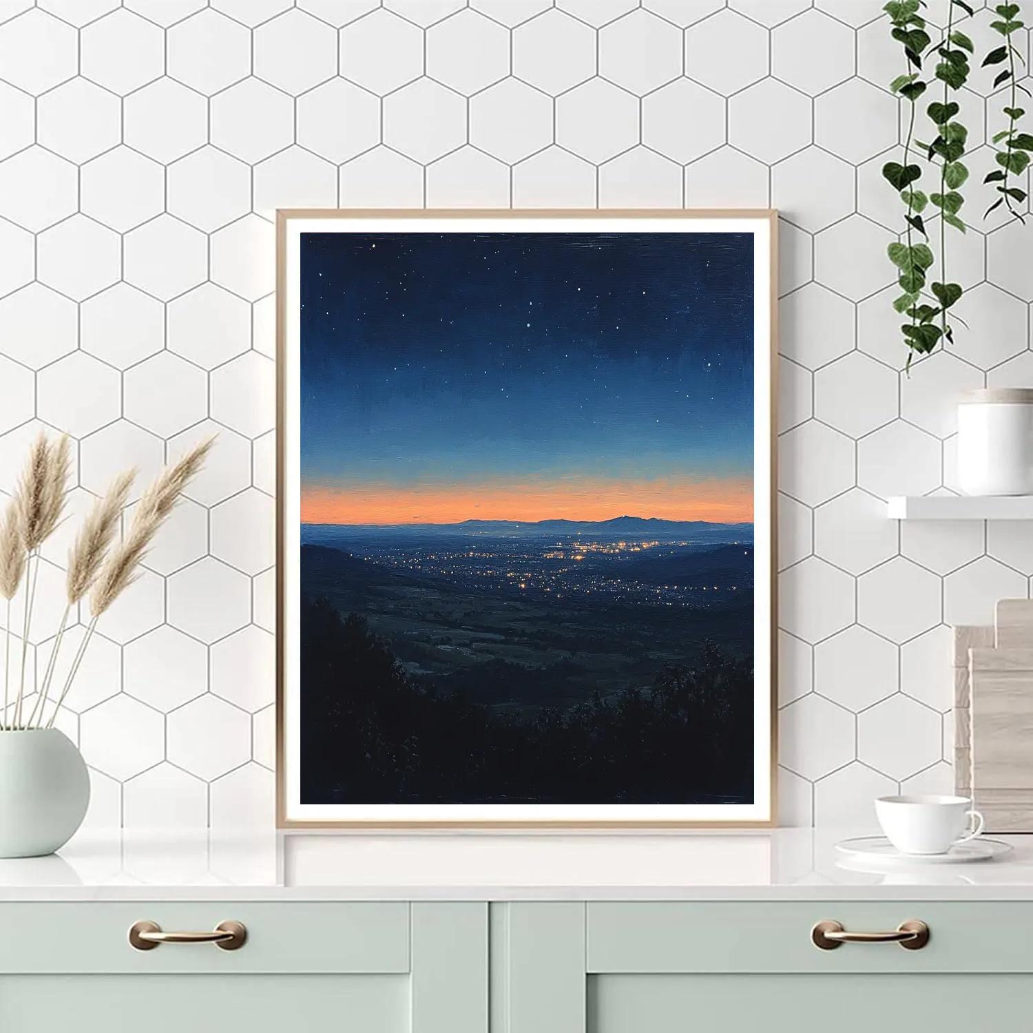 Leonardo Da Vinci Inspired Citylights As Celestial Glow Paint by numbers kits