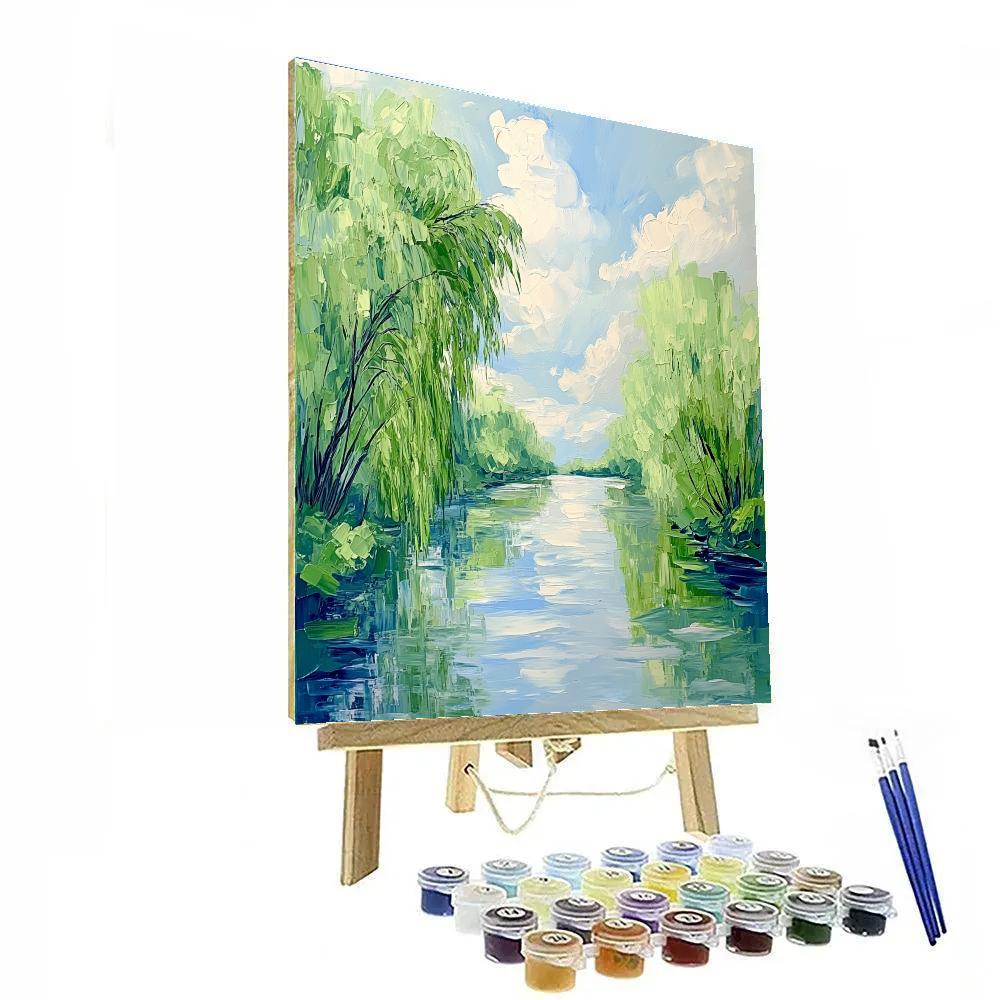 Sisley Inspired Riverbank In Spring paint by numbers