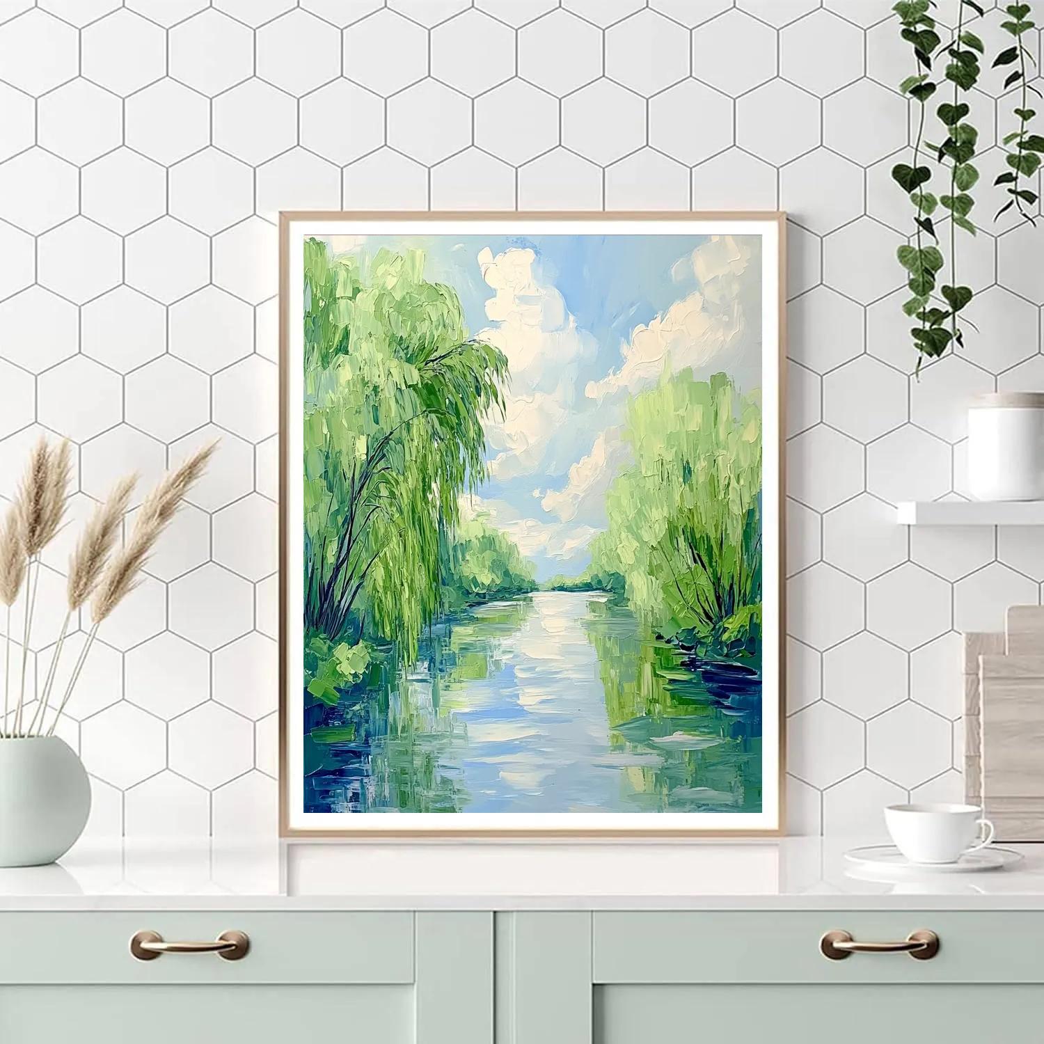 Sisley Inspired Riverbank In Spring paint by numbers