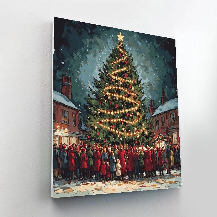 Midnight Tree Lighting Embrace Number painting