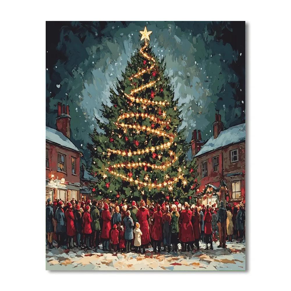 Midnight Tree Lighting Embrace Number painting