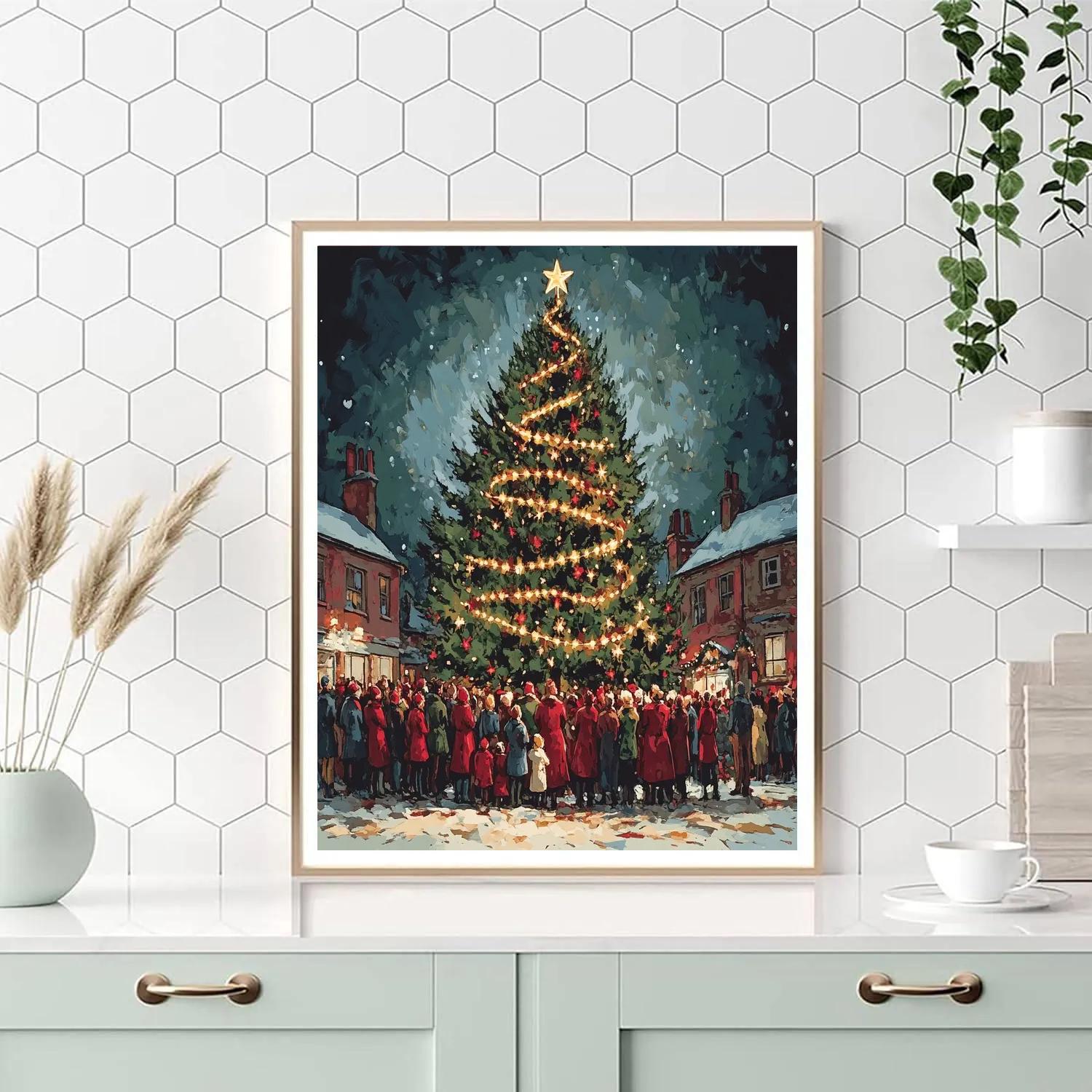 Midnight Tree Lighting Embrace Number painting