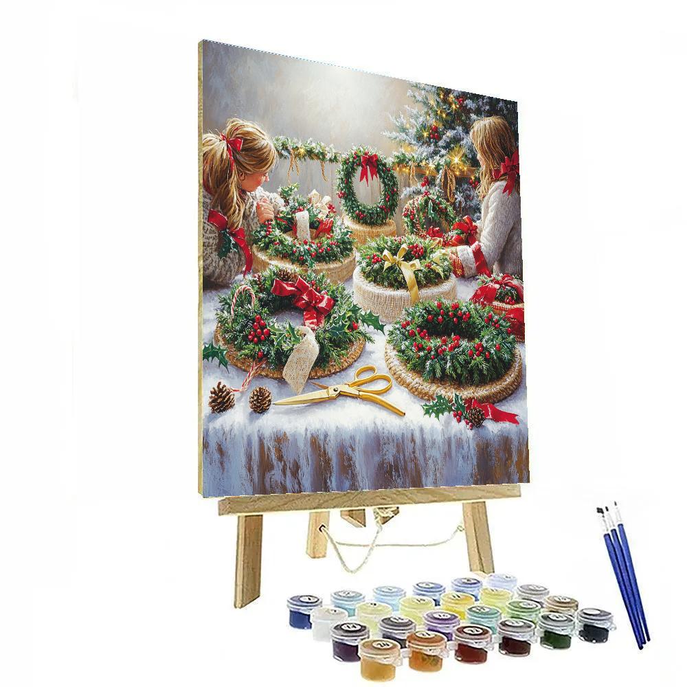Holly Wreath Workshop paint by numbers
