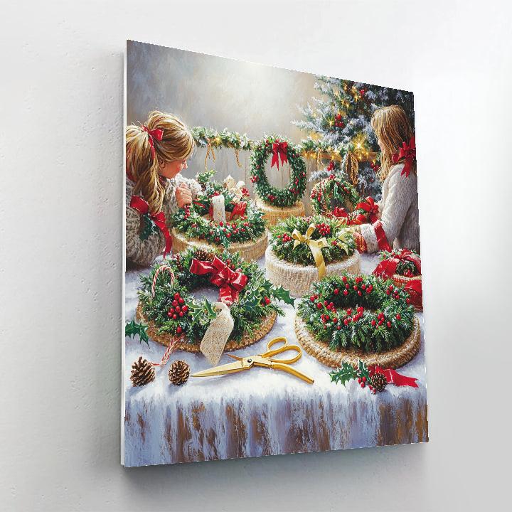 Holly Wreath Workshop paint by numbers