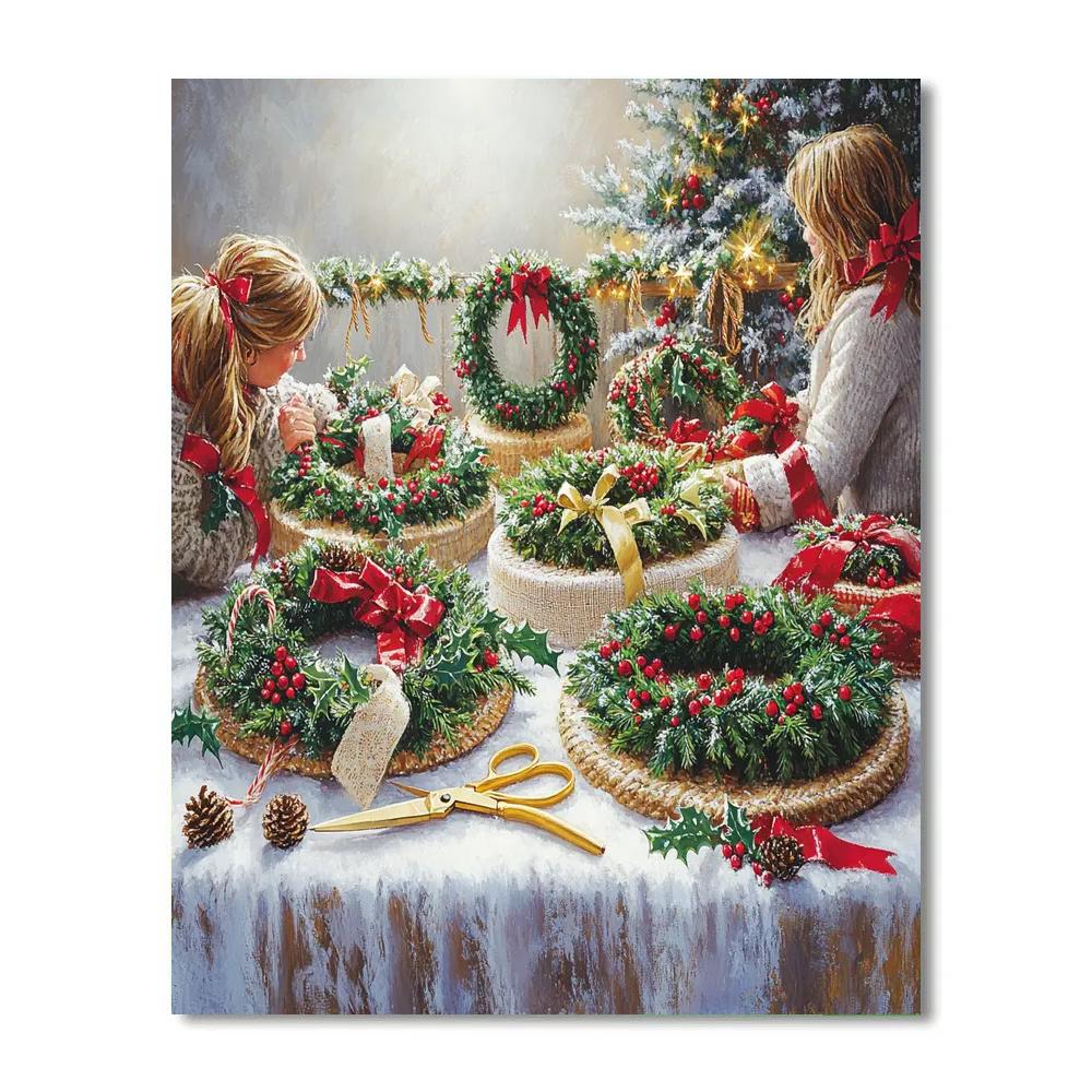 Holly Wreath Workshop paint by numbers