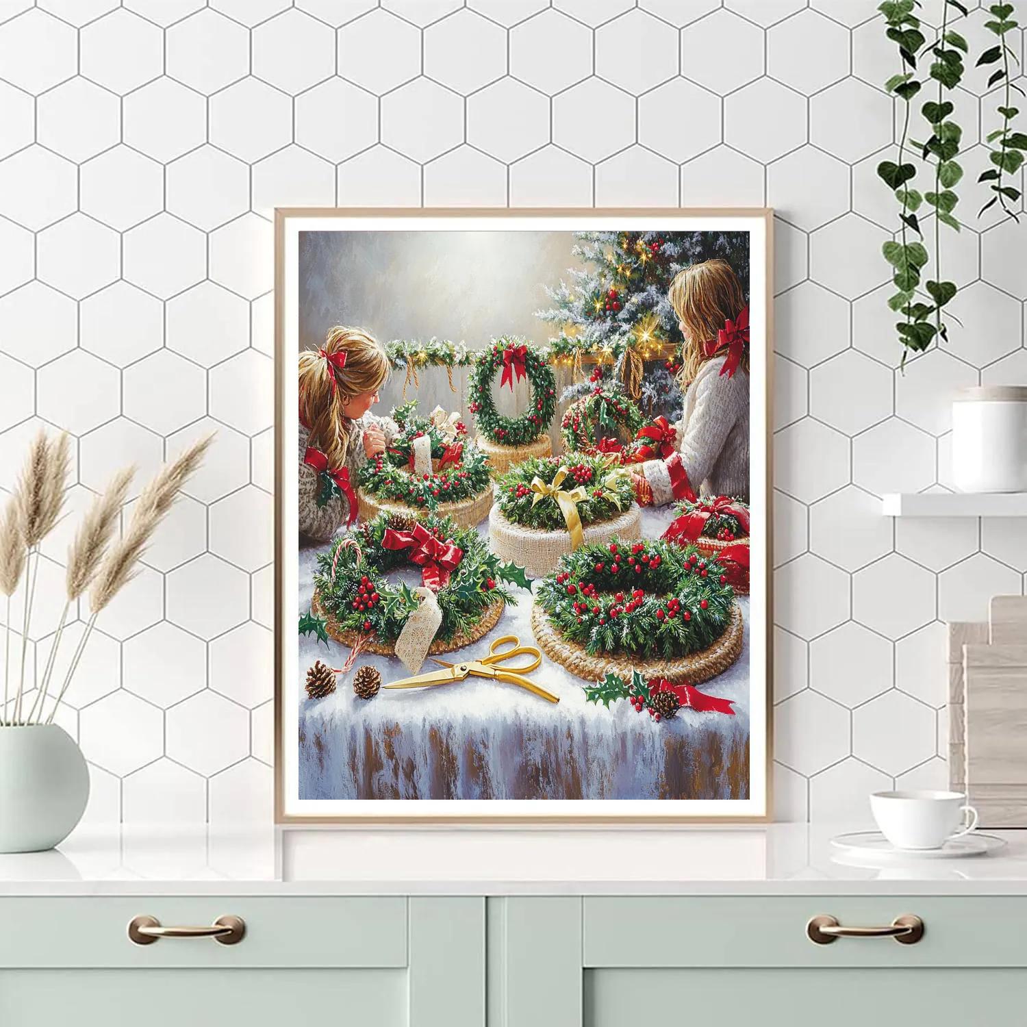 Holly Wreath Workshop paint by numbers