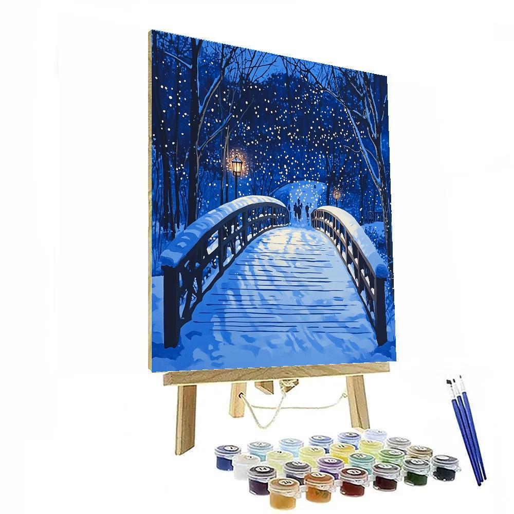 Hiroshige Inspired Snowy Bridge painting number kit