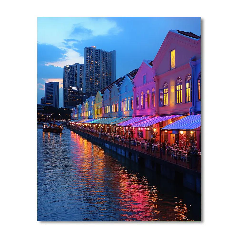Evening Glow At Clarke Quay Singapore Number painting