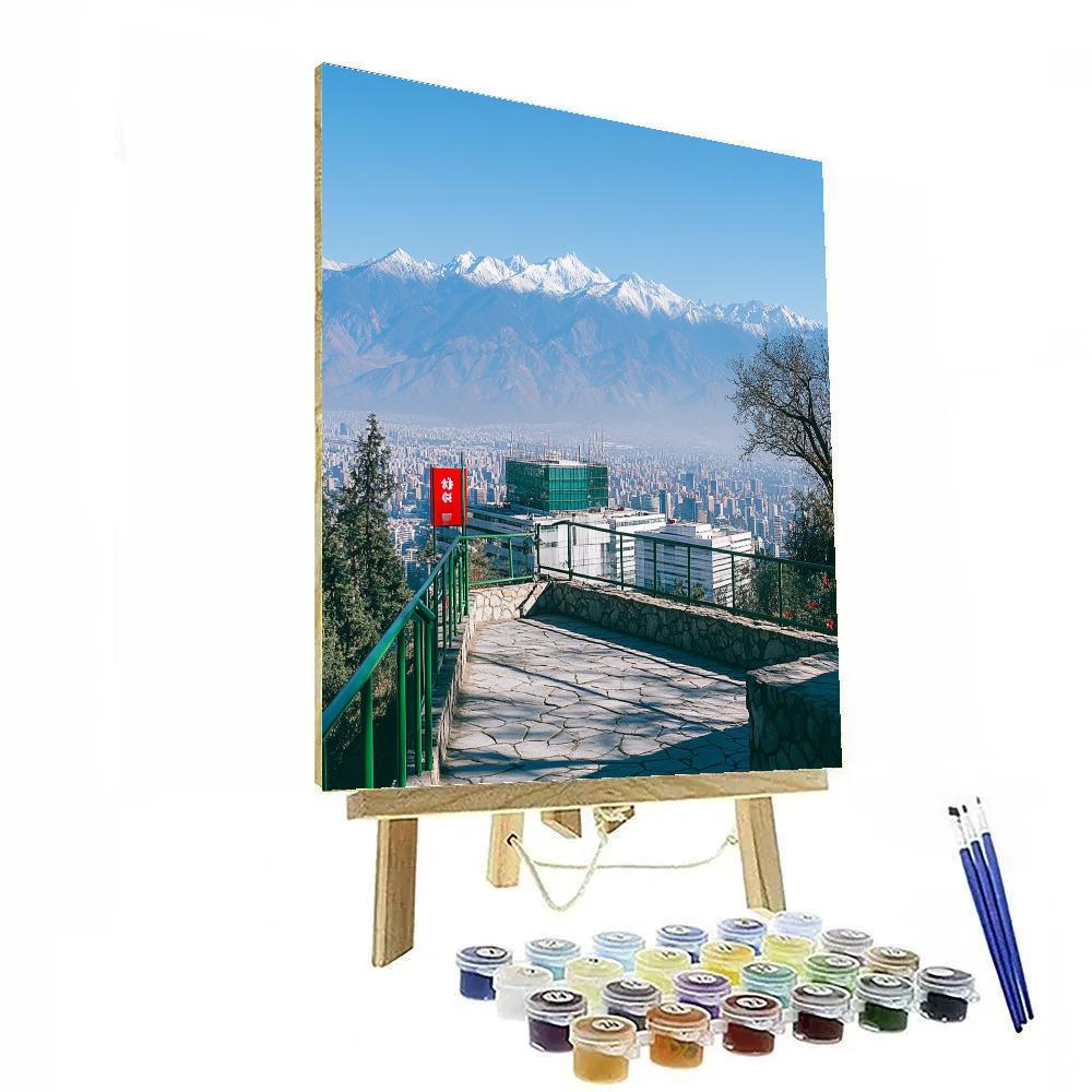 Panoramic View From Cerro San Cristobal Santiago Chile Paint by numbers art