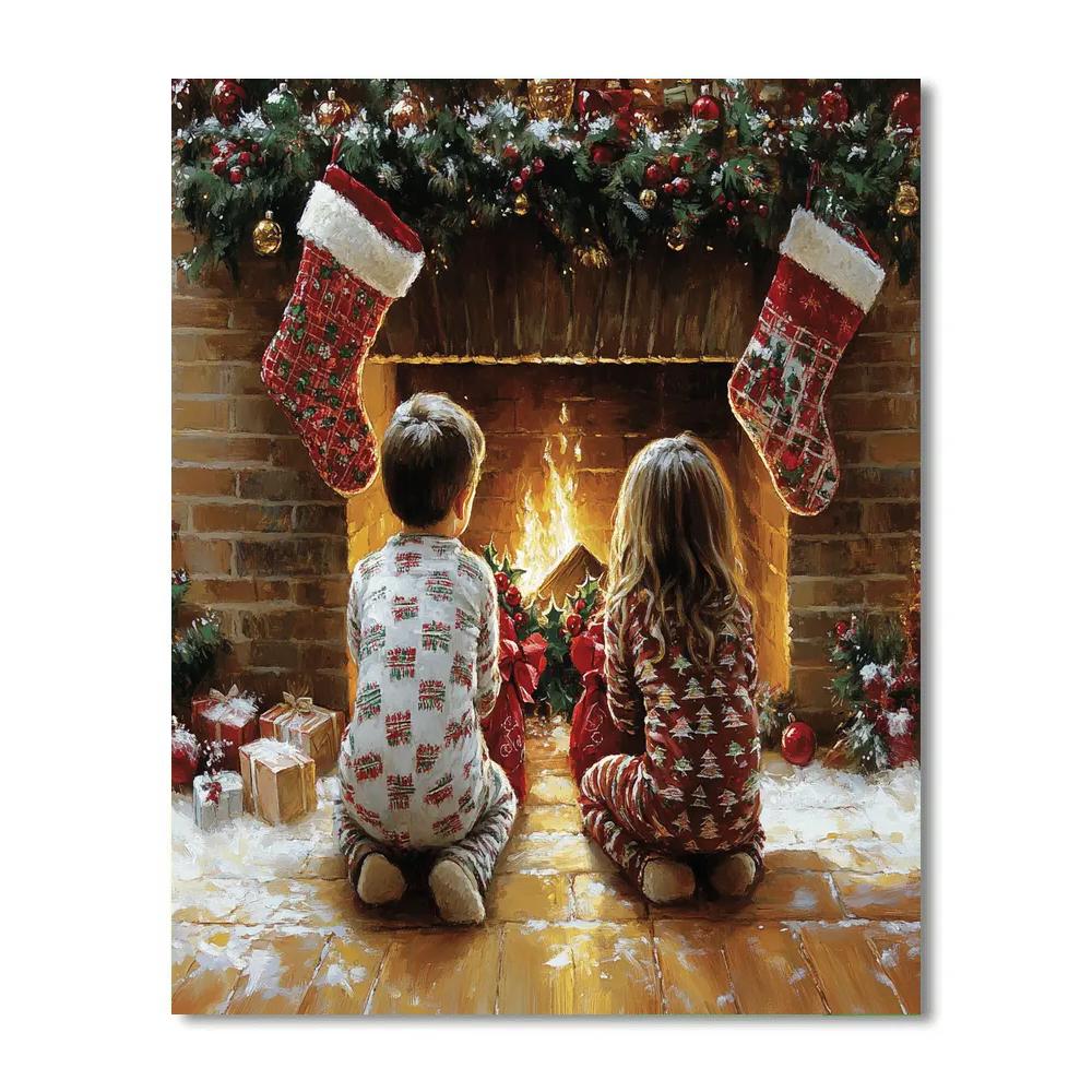 Fireside Stocking Surprise DIY paint by numbers