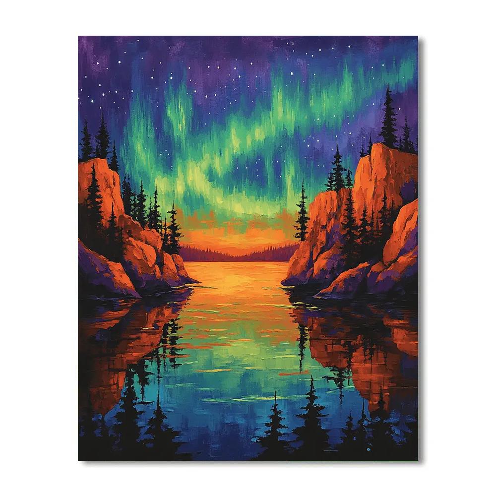A.Y. Jackson Inspired Aurora Over Shield Lake DIY paint by numbers