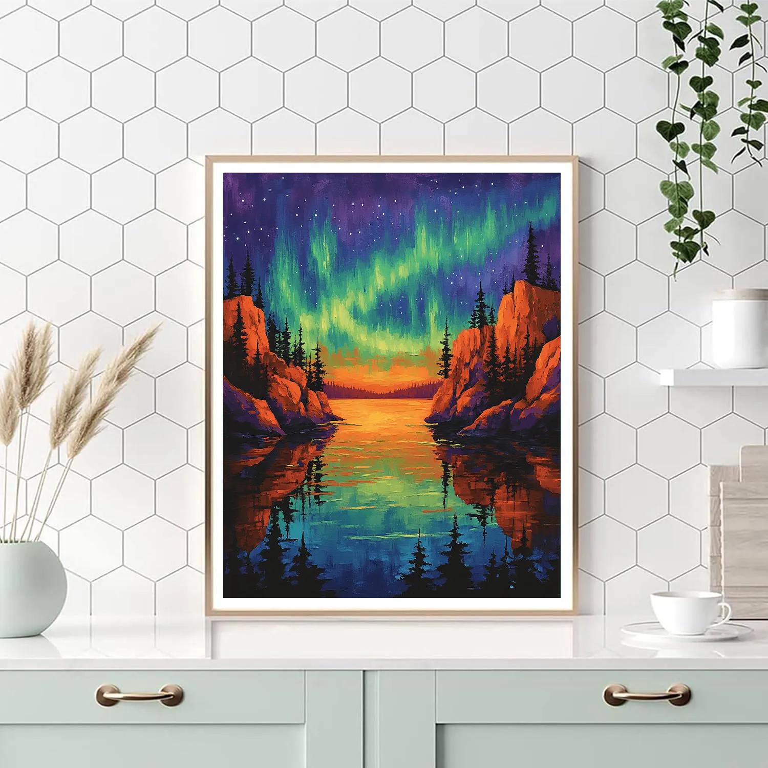 A.Y. Jackson Inspired Aurora Over Shield Lake DIY paint by numbers