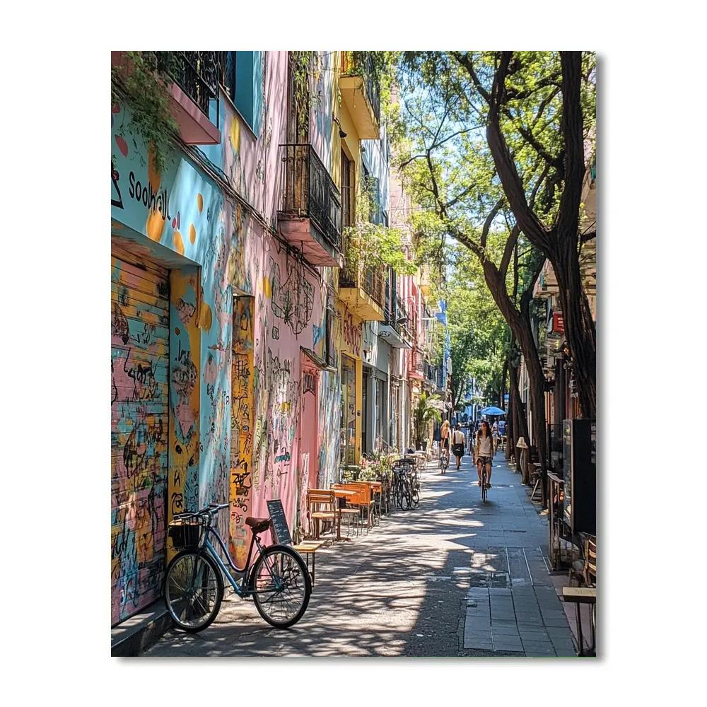 Sunlit Street Of Palermo Soho Buenos Aires Argentina Painting by numbers kit