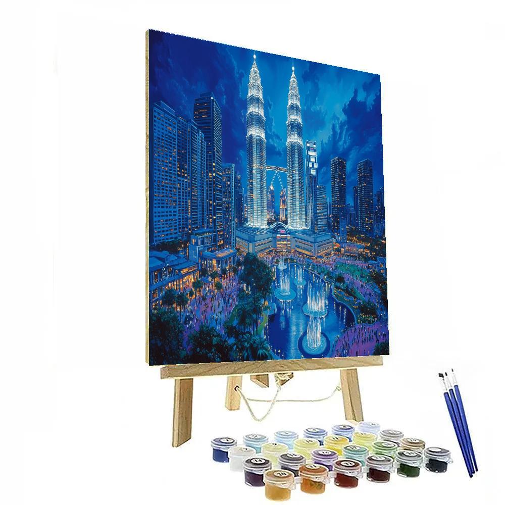 Evening Lights Of Petronas Twin Towers District Kuala Lumpur Malaysia Number painting