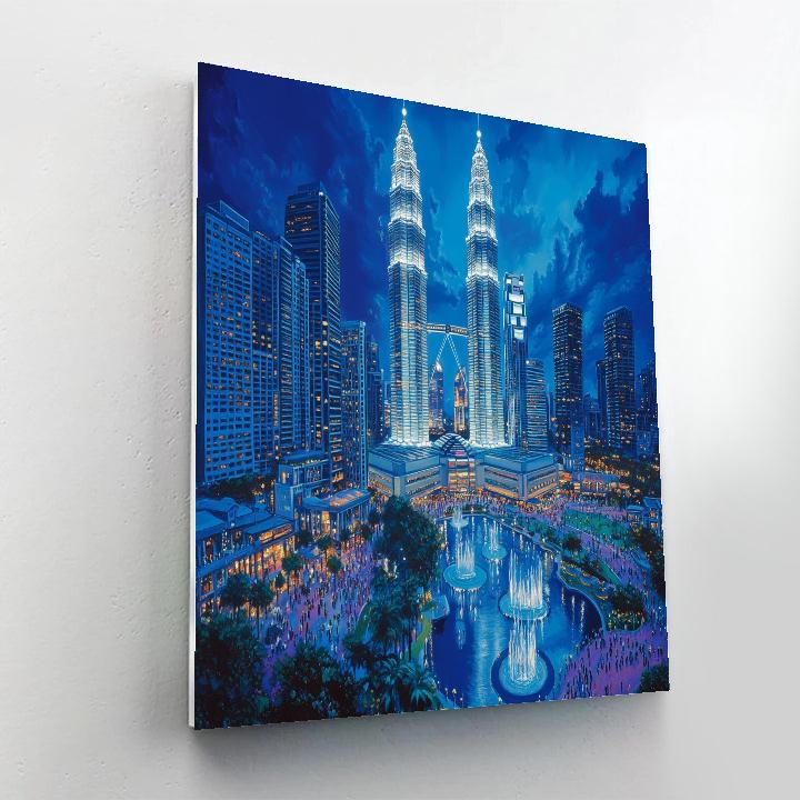 Evening Lights Of Petronas Twin Towers District Kuala Lumpur Malaysia Number painting