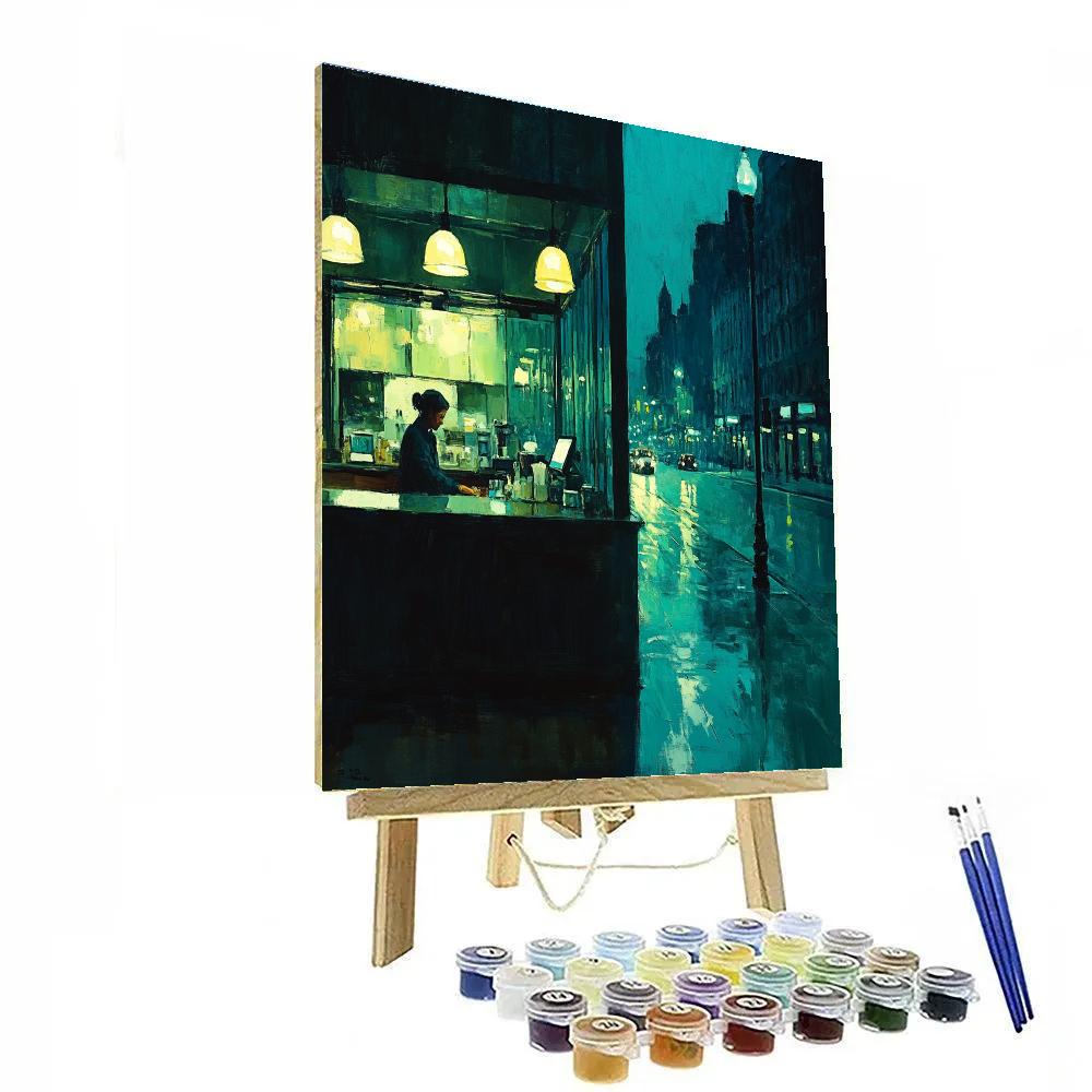 Hopper Inspired Night Cafe paint by color