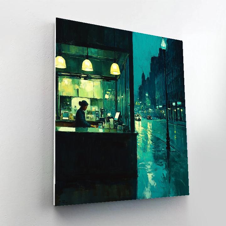 Hopper Inspired Night Cafe paint by color