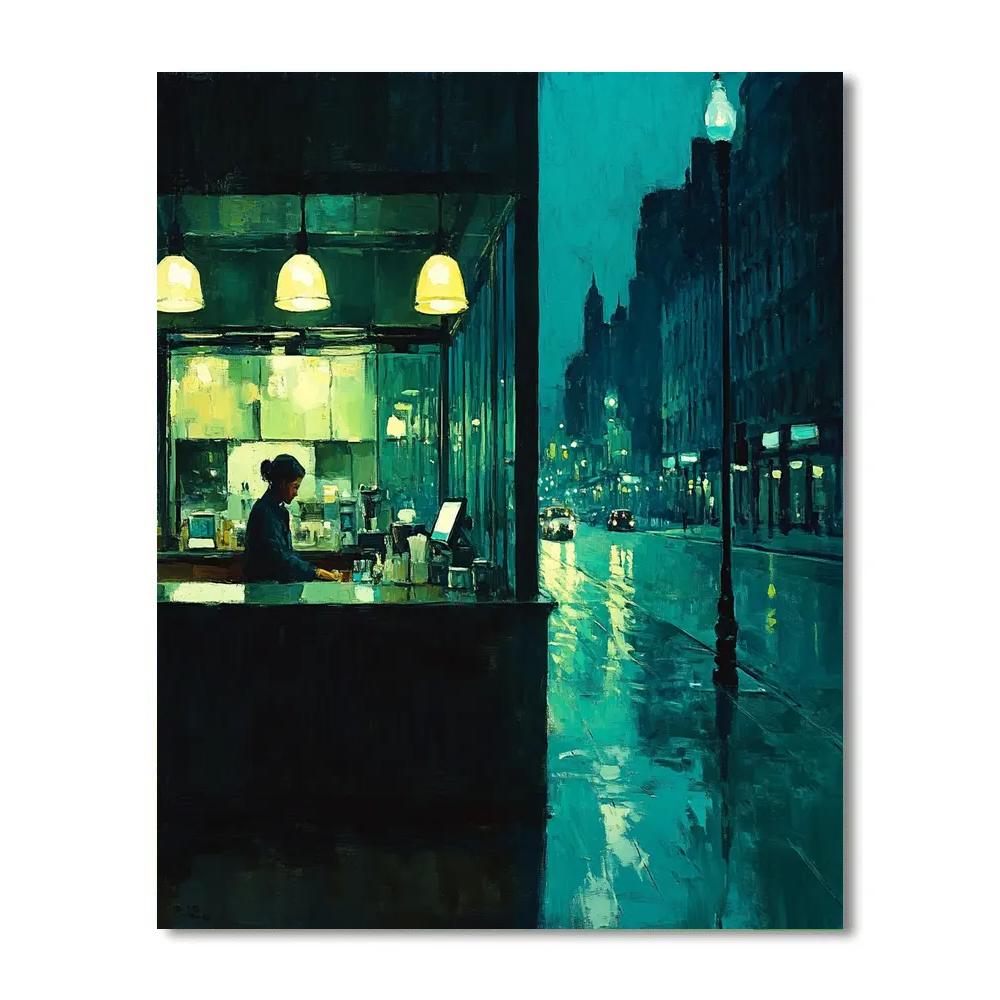 Hopper Inspired Night Cafe paint by color