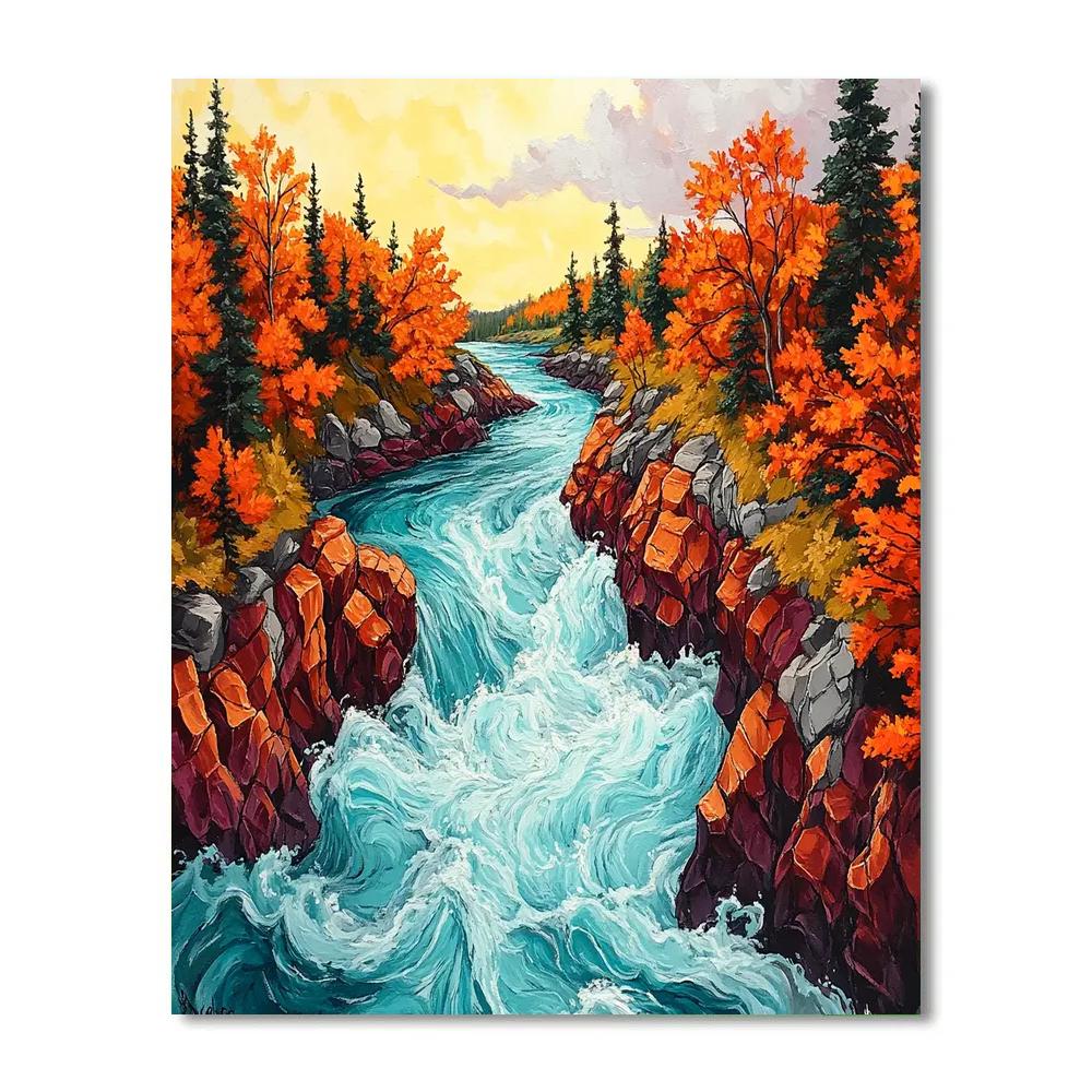 A.Y. Jackson Inspired Autumn Rapids In Algoma paint by numbers