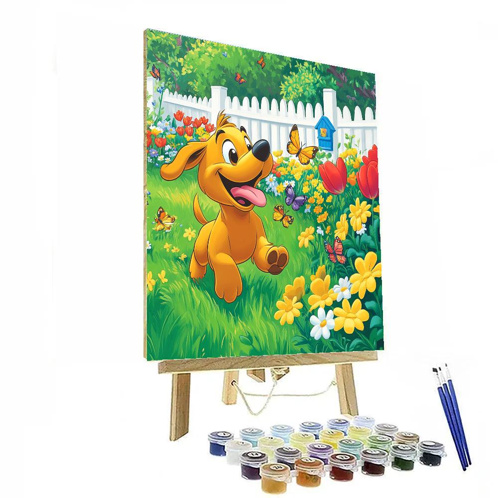 Pluto Sunny Garden Chase Disney Inspired paint by color