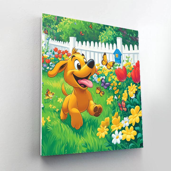 Pluto Sunny Garden Chase Disney Inspired paint by color