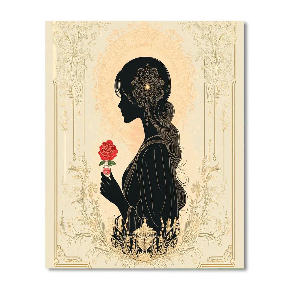 Alphonse Mucha Inspired Rose Perfume Poster painting number kit