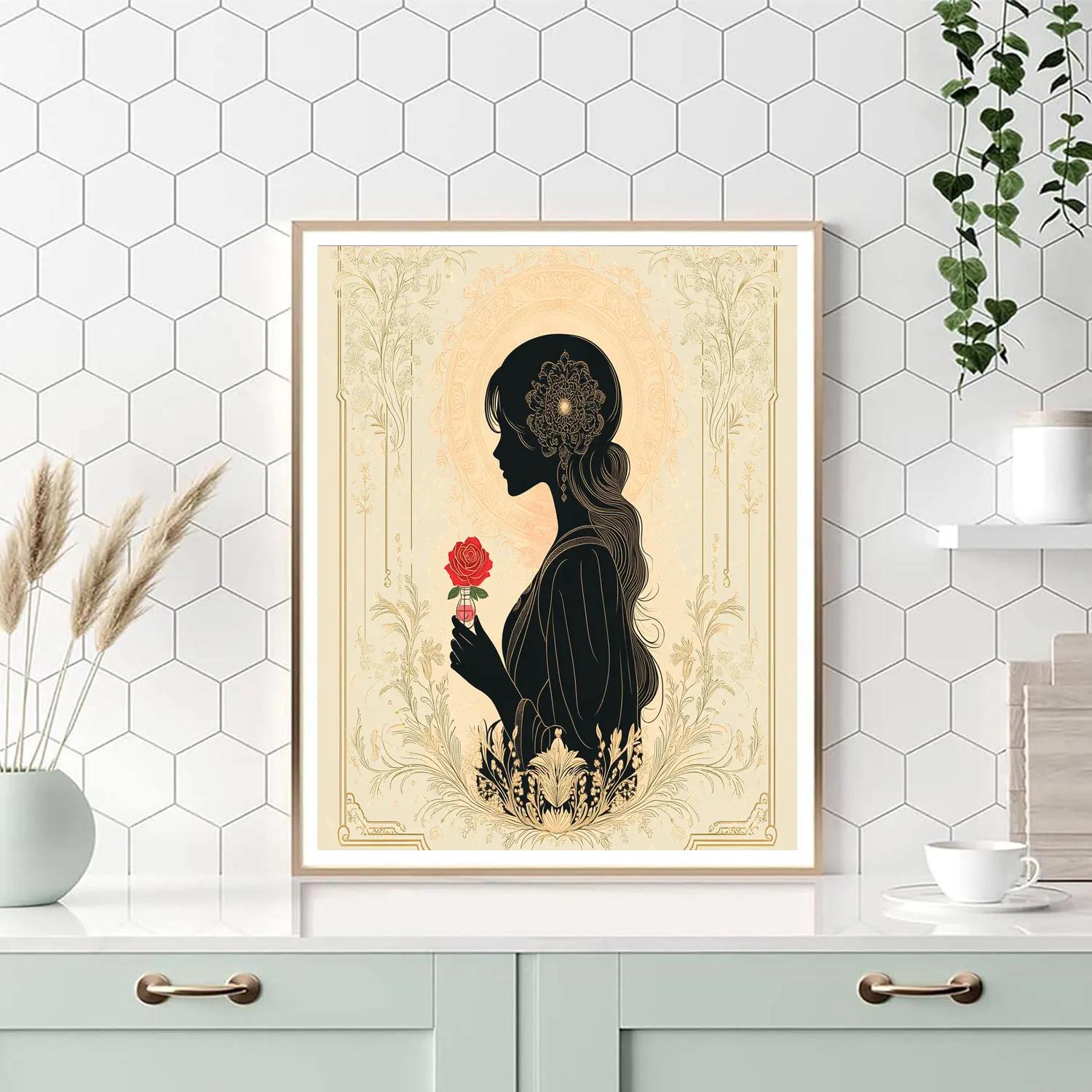 Alphonse Mucha Inspired Rose Perfume Poster painting number kit