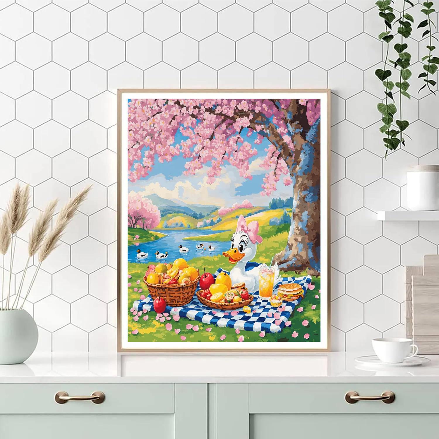 Daisy Duck Springtime Picnic Disney Inspired paint by color