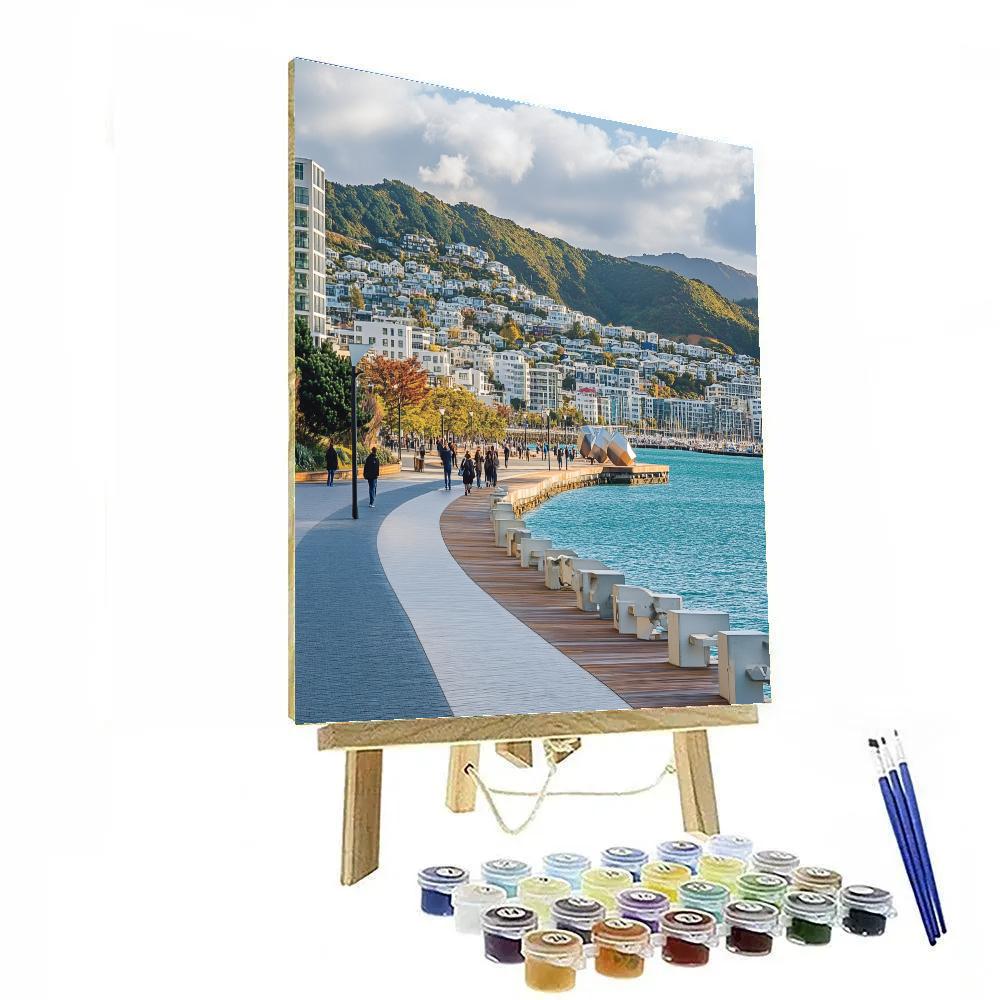 Harborfront Skyline Of Wellington New Zealand Painting by numbers kit