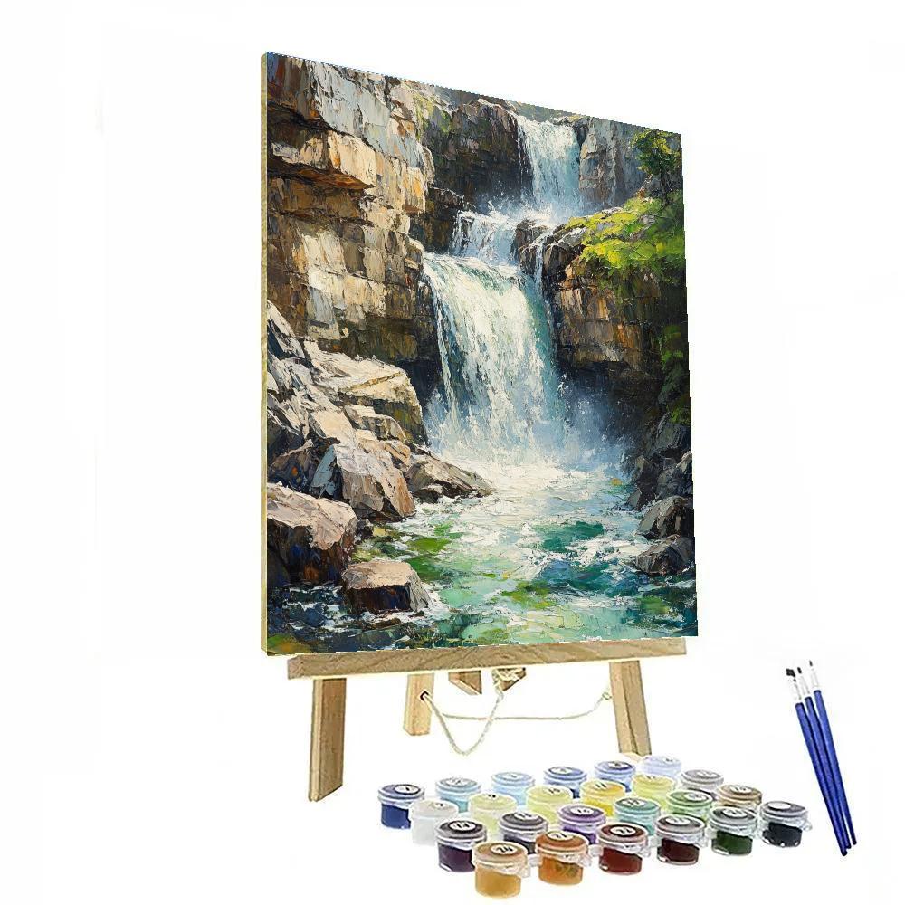 Courbet Inspired Rocky Waterfall painting number kit