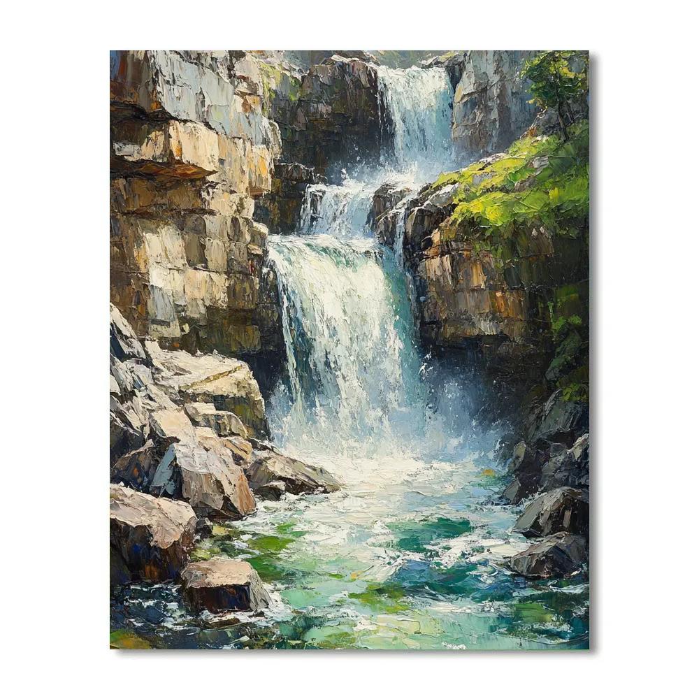 Courbet Inspired Rocky Waterfall painting number kit