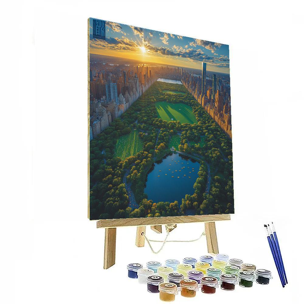 Aerial View Of Central Park In Summer New York United States paint by color