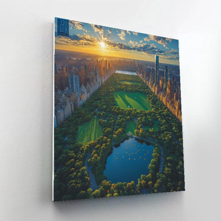 Aerial View Of Central Park In Summer New York United States paint by color