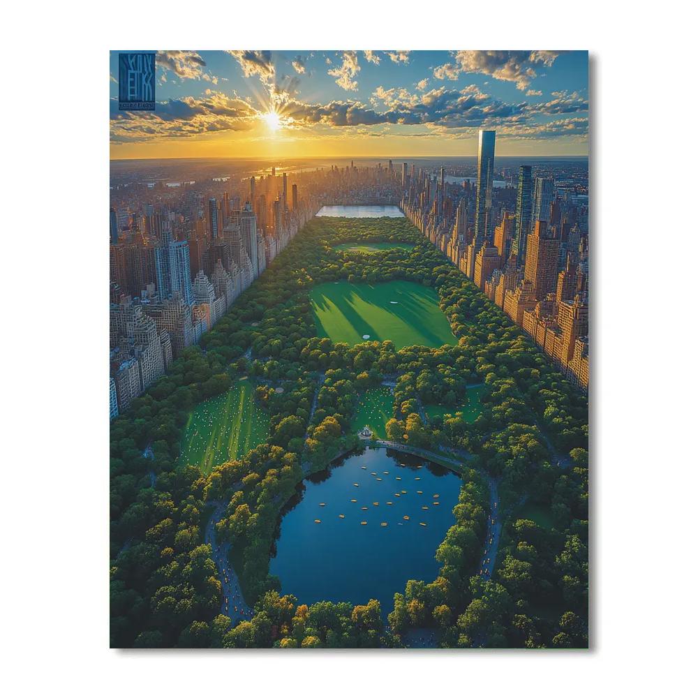 Aerial View Of Central Park In Summer New York United States paint by color