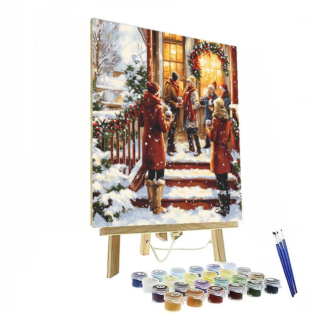 Holly Porch Hot Chocolate painting number kit