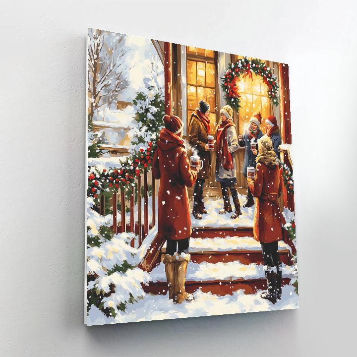 Holly Porch Hot Chocolate painting number kit