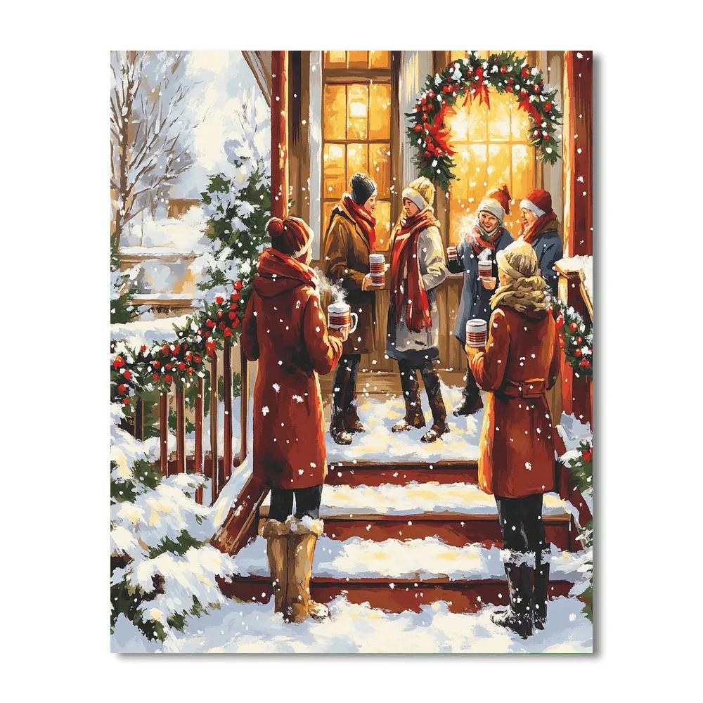 Holly Porch Hot Chocolate painting number kit