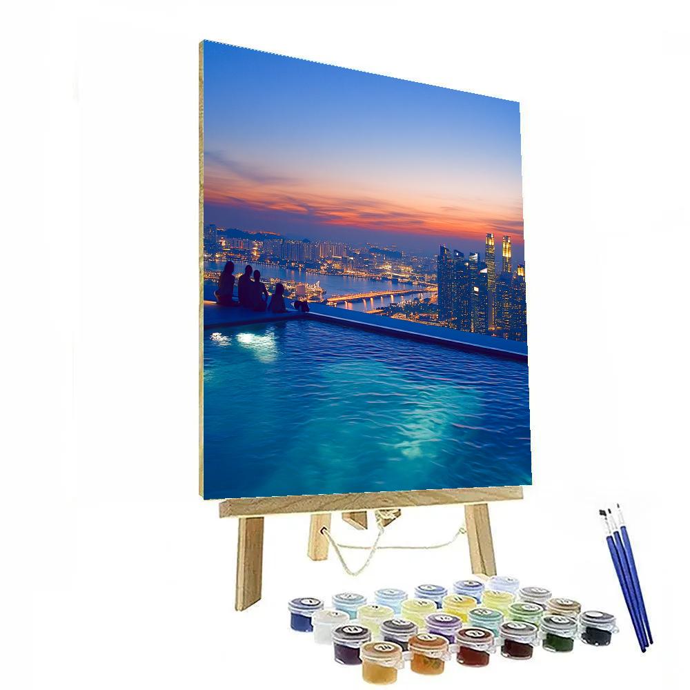 Evening Skyline From Marina Bay Sands Infinity Pool Singapore Paint by numbers kits