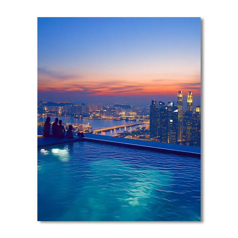 Evening Skyline From Marina Bay Sands Infinity Pool Singapore Paint by numbers kits
