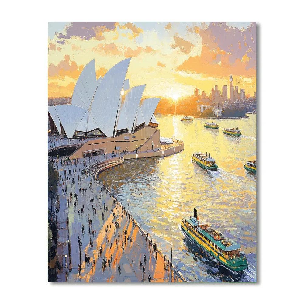 Sunrise Over Sydney Opera House From Circular Quay Sydney Australia DIY paint by numbers