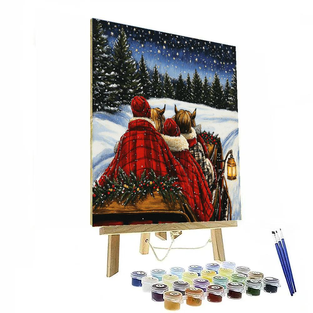 Starlight Caroling Sleigh Ride painting number kit