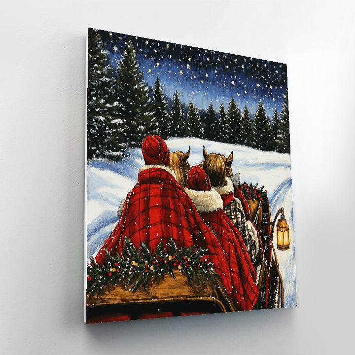 Starlight Caroling Sleigh Ride painting number kit