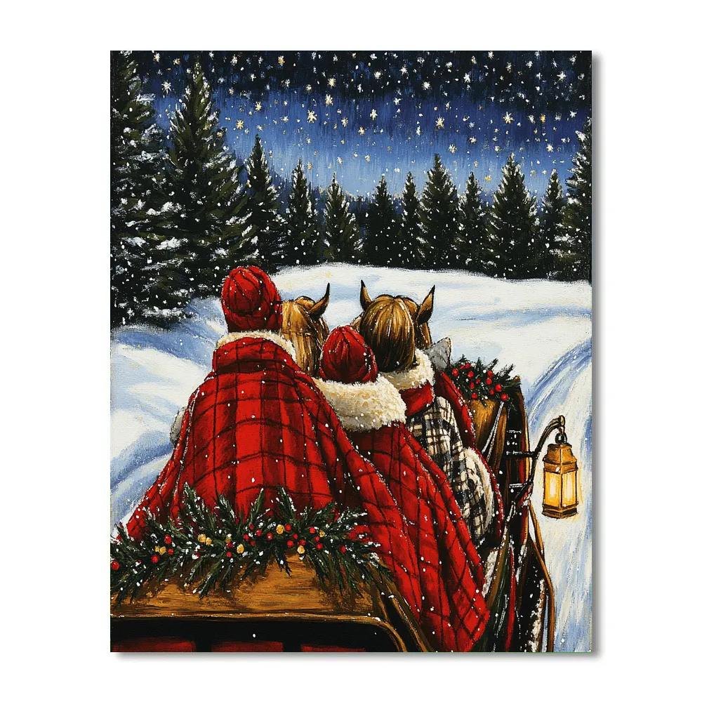 Starlight Caroling Sleigh Ride painting number kit