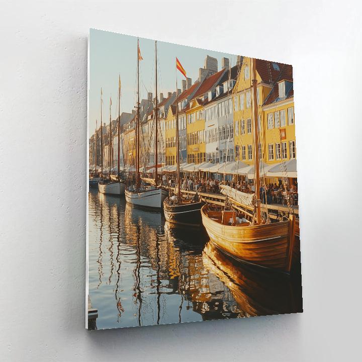 Colorful Boats At Nyhavn Summer Evening Copenhagen Denmark Numbered painting kits